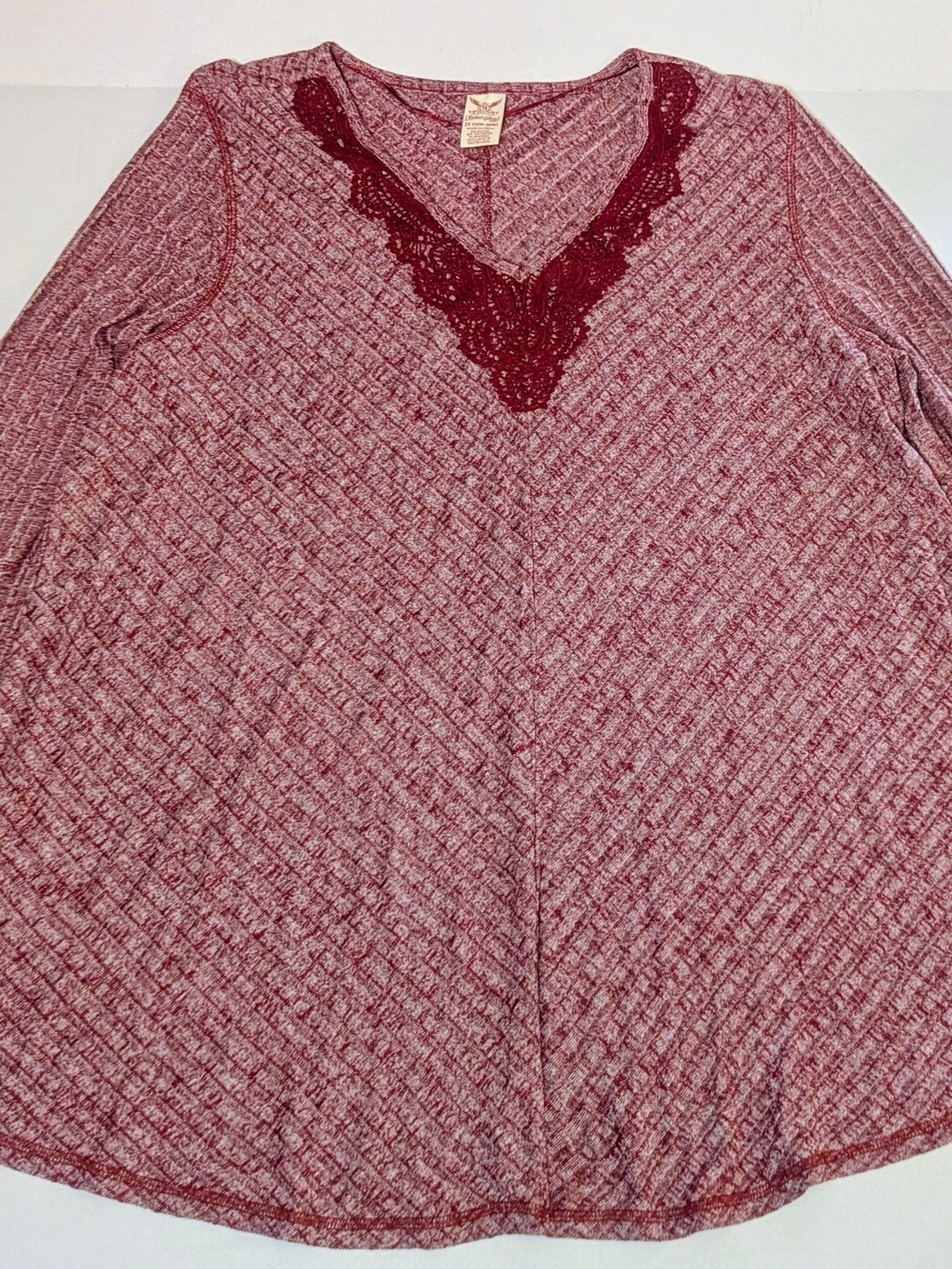 Faded Glory Womens 2XL (18W-20W) Long Sleeve Crochet Pullover Tunic Bloused
